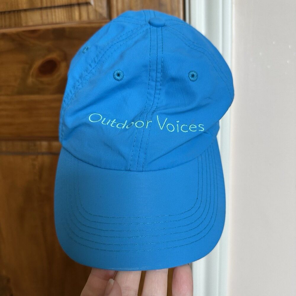 Outdoor Voices Dallas Hat Cap Hook & Loop Light Blue Spell out Nylon Adjustable